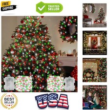 2 Pack Red White and Green Christmas Fairy Lights Battery Operated, 200 LED 6...