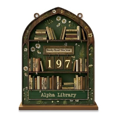Books Read This Year Tracker Sign Wooden Reading Counter Shelf Decor 3 Bookmarks