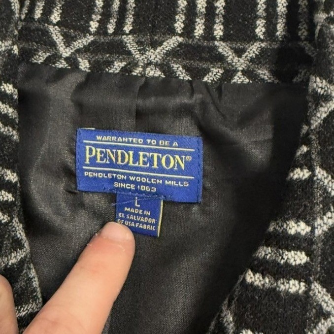 Pendleton Wool Jacket Womens Large Black Grey Geo… - image 3