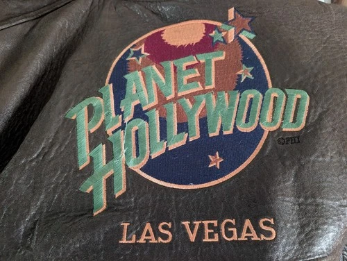 Planet Hollywood Las Vega Leather Varsity Bomber Jacket, Size XXL and Reversible - product listing photo