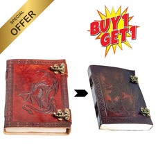 Handmade Vintage Leather Journal   Large 200-Page Sketchbook  B 1 G1 Free Combo