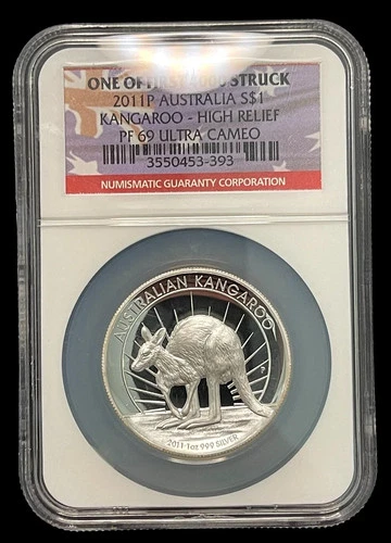 2011-P Australia $1 High Relief Kangaroo NGC PF69 UC One Of First 4000 Struck