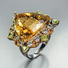 Vintage 37 ct Natural Citrine Quartz Ring 925 Sterling Silver Size 8.75 /R459623