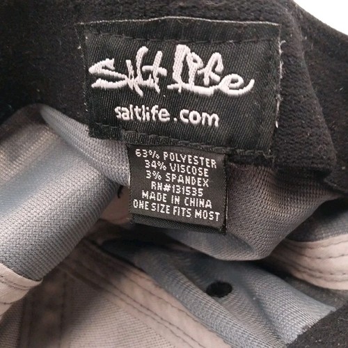Gorra Salt Life para hombre adulto talla única elástica negra con logotipo playa pesca al aire libre - Imagen 7 de 7