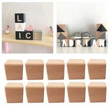 10Pcs Natural Wooden Square Corner Craft Blocks Kids Unfinished Hardwood Wood