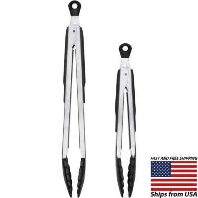 OXO Good Grips 9''-12'' Kitchen Tongs With Stainless Steel Body And Nylon Heads