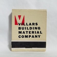 Vintage Matchbook Villars Building Material Supply Van Nuys CA Advertising Full
