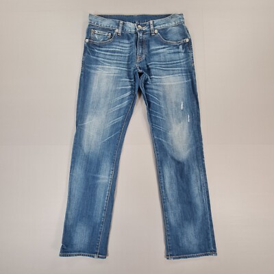 Uniqlo Womens Boyfriend jeans Blue W27 L30 Distressed Stretch