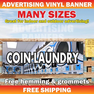 COIN LAUNDRY Advertising Banner Vinyl Mesh Sign laundromat wash dry cleaning