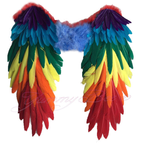 Wings Rainbow Pride Large Halloween Fancy Dress Parrot Feather Angel Large Adult - Picture 1 of 3