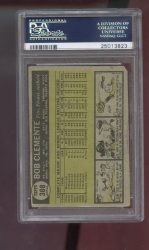 Tarjeta de béisbol pirata 1961 Topps #388 Bob Clemente Roberto Clemente PSA AA - Imagen 2 de 2