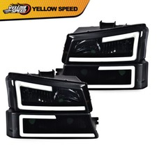 Fit For 2003-2007 Silverado Avalanche LED DRL Headlights Bumper Headlamps