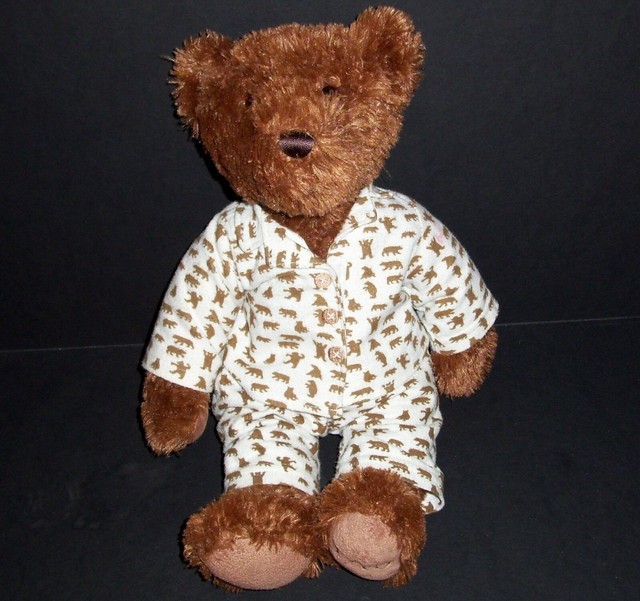 16" FAO Brown Teddy Bear Plush Wearing Flannel Pajamas 2012 Stuffed