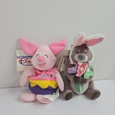 Disney Winnie The Pooh Easter Piglet Gopher Bunny Set of 2 Stuffed Beanie Lot 8"