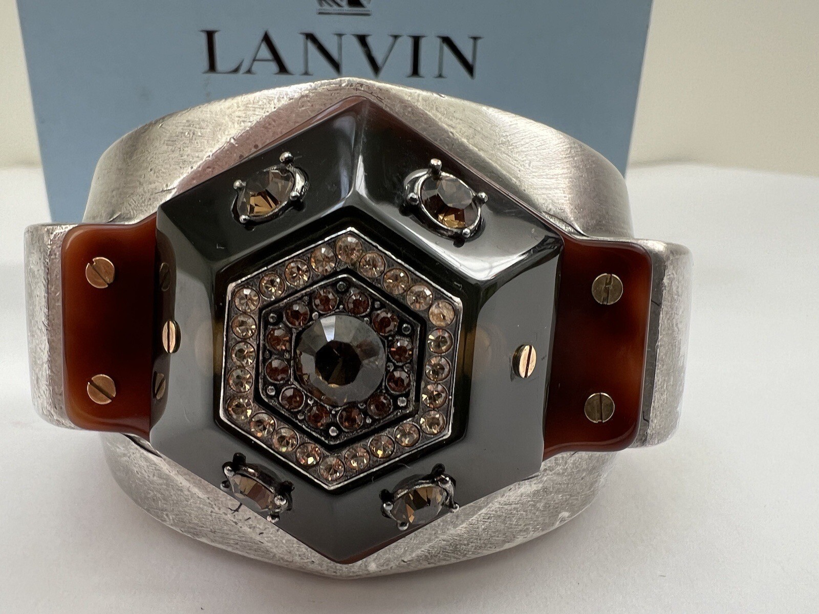 Auth Lanvin Belt Bracelet Montre PM Motif Geometric Shape