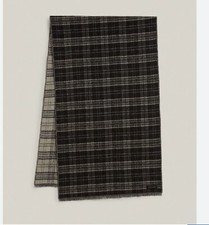 New Men’s AllSaints ‘Keenan’ Black Checked Wool Rich Blanket Scarf
