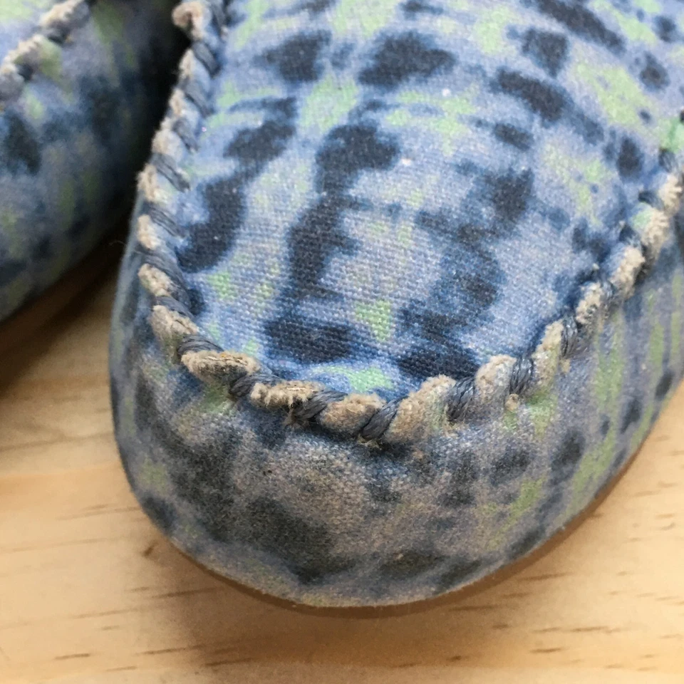 Zapatillas Lands End juveniles 3 mocasines sin cordones azules cómodos piel sintética tie dye Foto 4 de 4