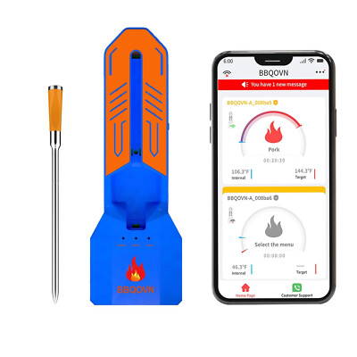 Wireless Meat Thermometer for BBQ, Oven, Smoker- WiFi Unlimited Range,7 Sensors