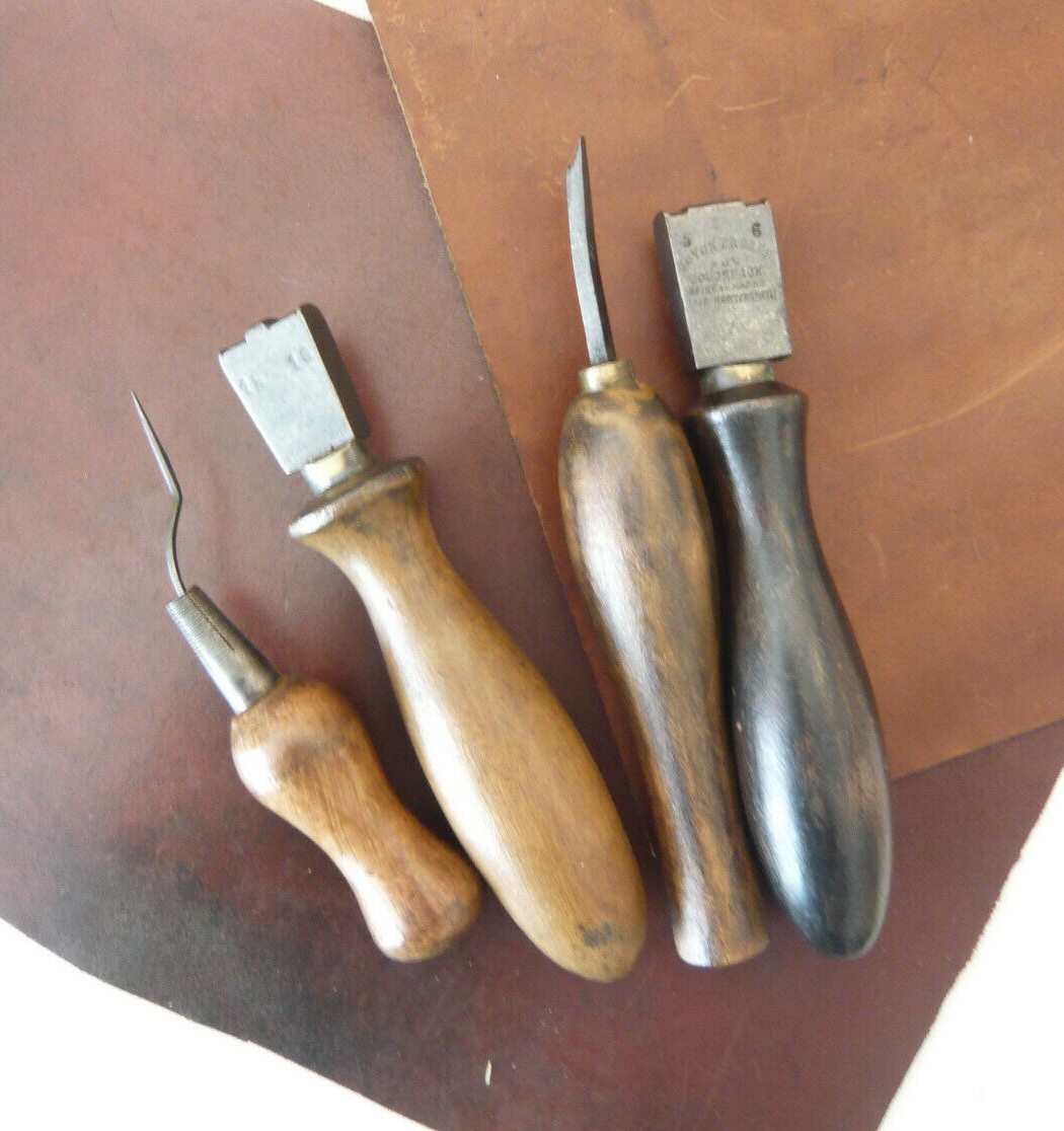 Lot De 2 Poinçons Anciens Pour Cuir - Outils De Cordonnier Sellier - Made In France