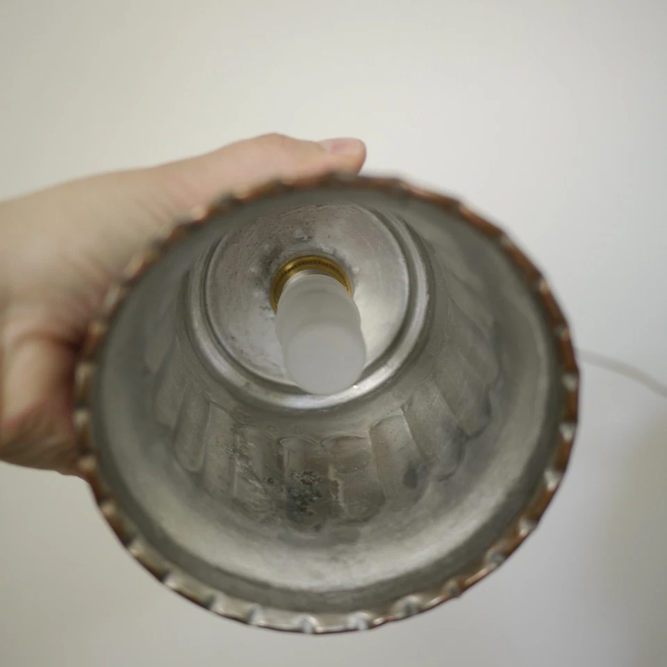 Vintage French Country Rustic Primitive Copper Hanging Pendant Light Fixture 4" - Image 4 of 4