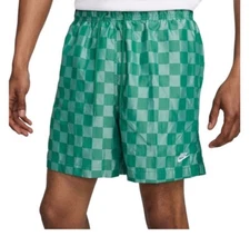 NEW Nike Club Flow Checkered Green Shorts FN3098 Men's Size S Small