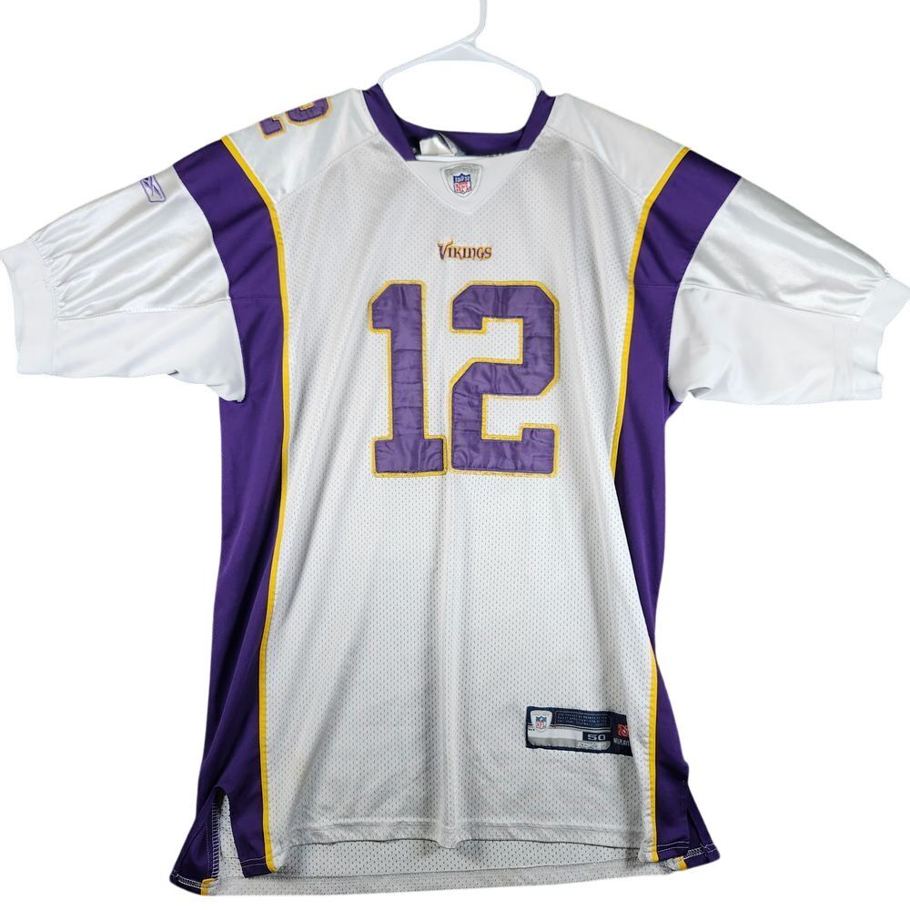 NFL Minnesota Vikings #12 Authentic Football Jersey White Purple Fan Gear |  eBay