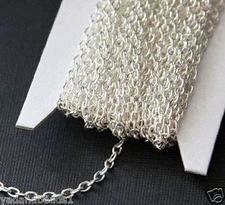 10ft Silver Plated Soldered Round Cable Chain 2.5x3.3mm