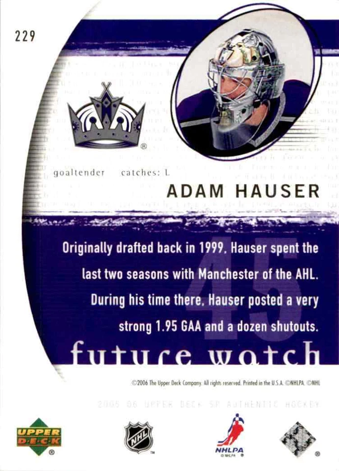 2005-06 Upper Deck SP Authentic Adam Hauser 1699/1999 #229 - Image 2 of 2