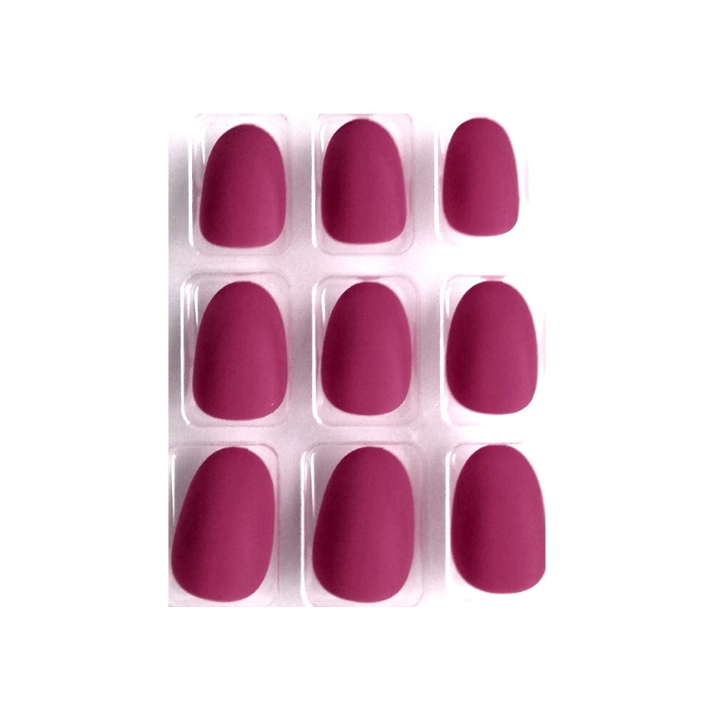 Faux Ongles Bout Arrondi Couleur Framboise Mat - Avec Stickers Et Adhésifs - Neufs - Fabriqué En France
