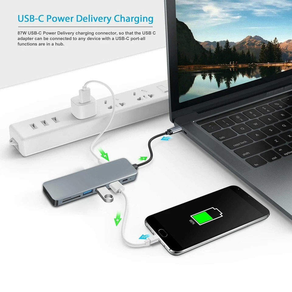 7-in-1 USB C Hub with 4K HDMI Adapter, SD/TF Card Reader, 3x USB 3.0 Ports & PD - Image 4 of 4