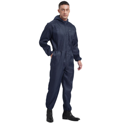 Mens Coverall Flame Jumpsuit Resistant Hooded Mechanic Dungarees Halloween Work - Picture 18 of 50