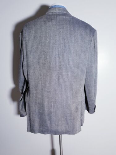 48L Polo Ralph Lauren Blue Herringbone woven Slub Linen Blazer Jacket Sport Coat - Picture 5 of 7