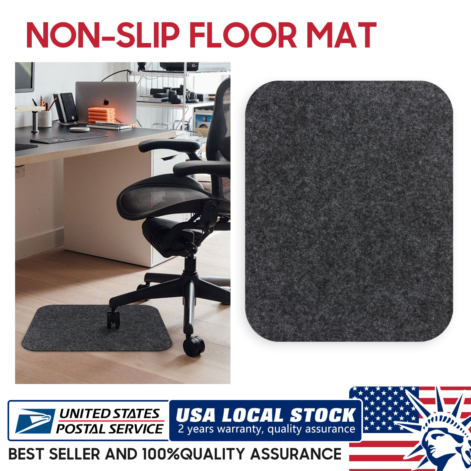 Durable Gray 79x59 Office Chair Mat for Carpet Floors-image