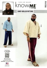 Know Me R11788 Top w Deep V-Neck & Hood, Wide Leg Pants Sz 34-42 UNCUT ME2025