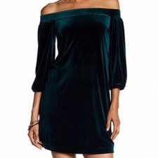 Jewel Neck women Green velvet dress size S by VINCE CAMUTO RN# 54163