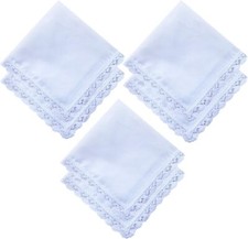 6 Pack of Ladies Embroidery Cotton Handkerchiefs Lace Wedding Hankies A