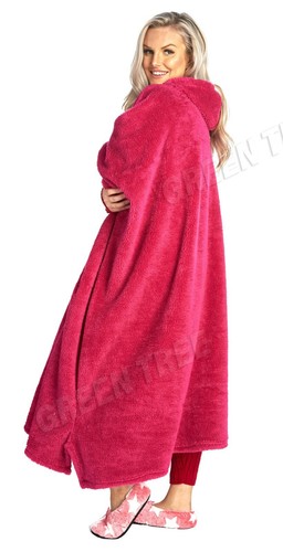 Ladies men Unisex Warm Soft Fleece TV Cuddle Blanket Hoodie Snuggle Jumper Plus - Picture 5 of 36