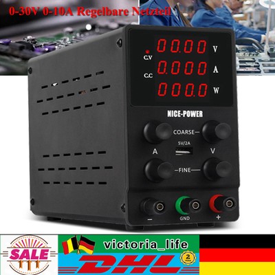 30V/0-10A Regelbar Labornetzger?t Netzteil Lab Trafo Stabilisiert Schaltnetzteil