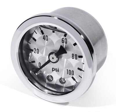 Öldruckmanometer-Anzeige Chrom Silber -100 PSI 6 Bar Motorrad Auto Boot Harley