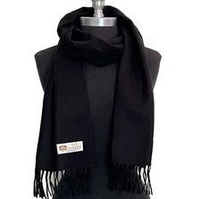 100% CASHMERE SCARF Made in England SOLID Black SUPER SOFT UNISEX #A