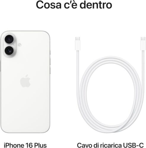 Apple iPhone 16 Plus 5G 128GB 6,7" Nuovo Originale Smartphone BIANCO MXVV3 - Foto 5 di 6