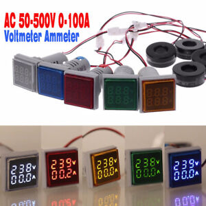 AC 50-500V 0-100A Voltmeter Ammeter Digital LED Voltage Current Gauge Meter New