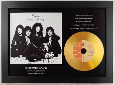 QUEEN 'BOHEMIAN RHAPSODY' SIGNED PHOTO GOLD DISC CD COLLECTABLE MEMORABILIA