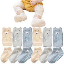 Unisex Baby Crawling Anti-Slip Knee Pads and Socks,Save Baby Knee and Ankle ...