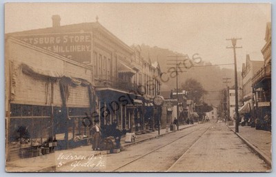 K11/ Apollo Pennsylvania RPPC Postcard c1910 Warren Avenue Stores  396