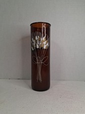 Vintage Amber Glass Pillar Candle  1970 s Whe...