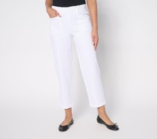 Anybody Petite All-Stretch Twill Straight Leg Ankle Pants White M New