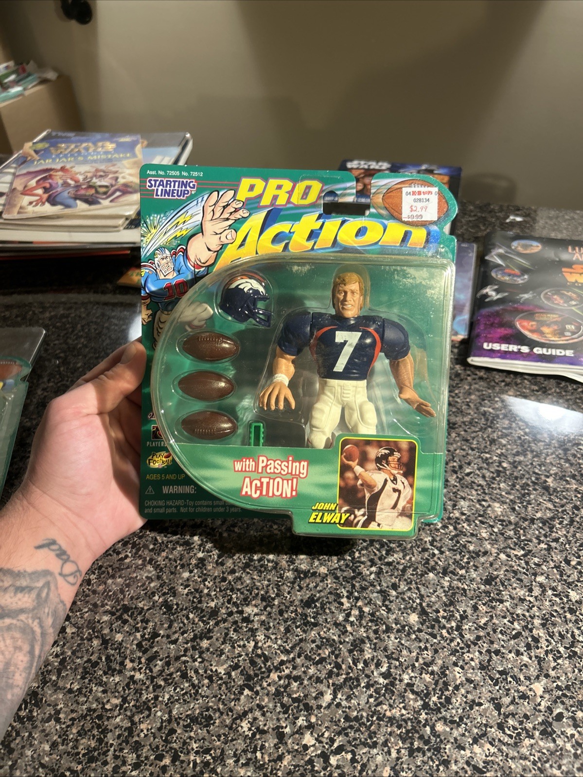 Starting Lineup John Elway Pro Action and 3 mini figures, De