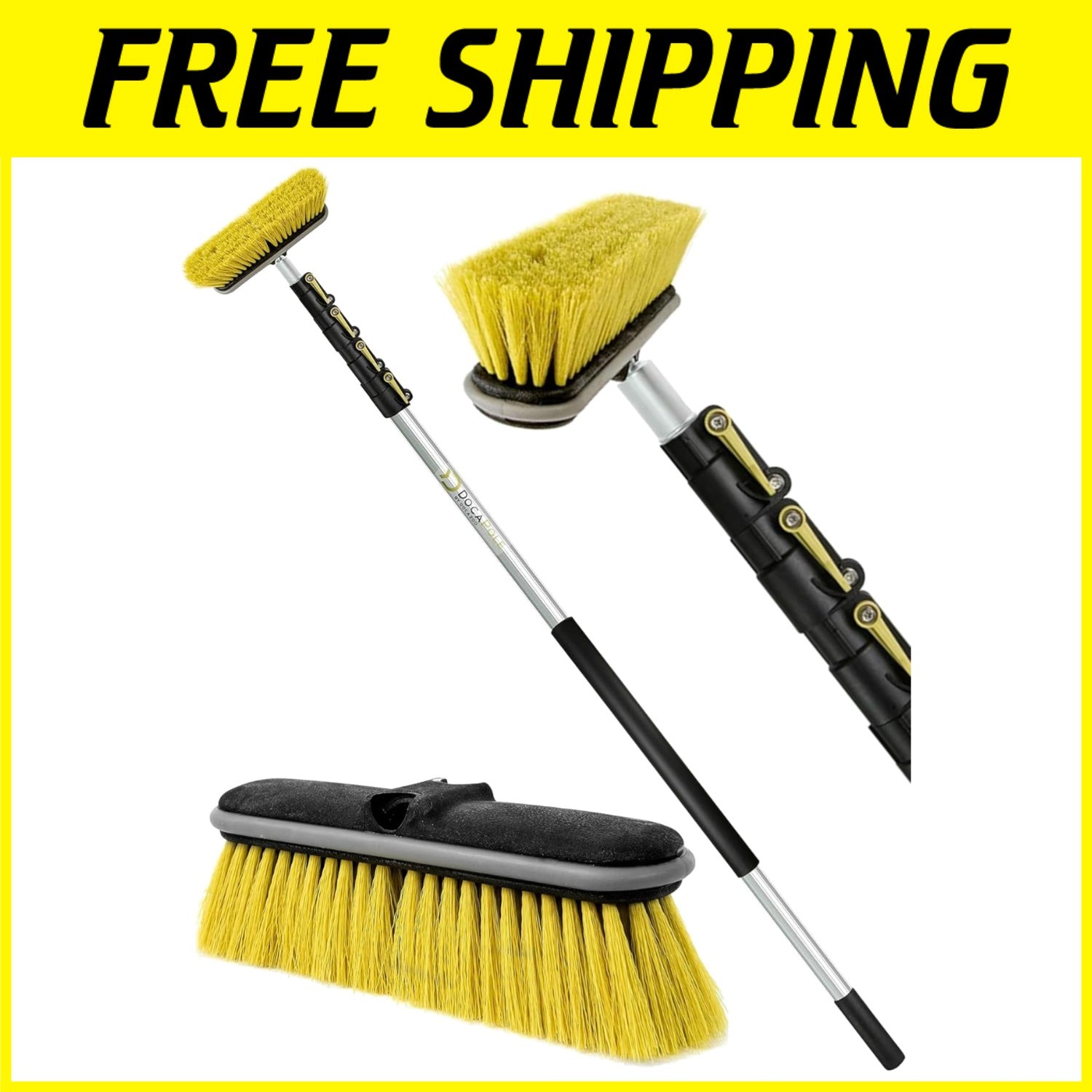 30ft High-Reach Scrub Brush with Extension Pole - Versatile 