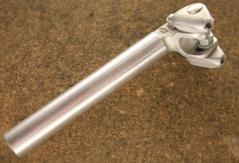 Ancien pilier de tige de selle argentée NOS NEW SR Sakae Custom 25,8 mm - Photo 4/4